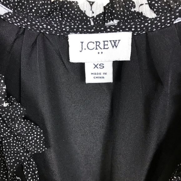J. Crew Factory Black Floral Printed Tie-Neck Long Sleeve Dress 
Size XS - Picture 6 of 10
